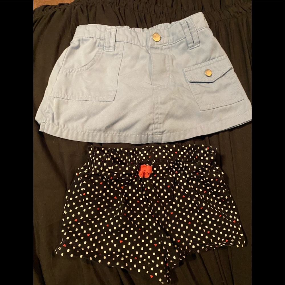 Blue skirt has shorts under, black shorts